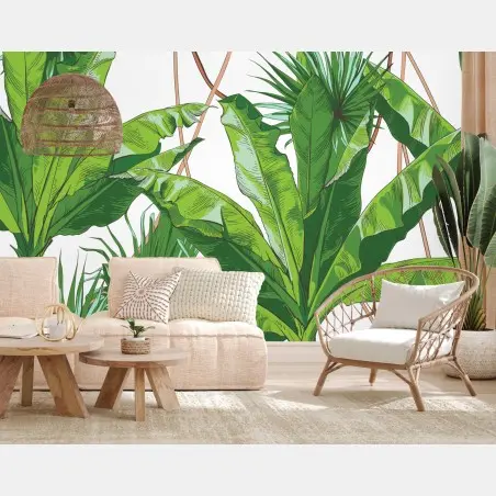 Wall mural lush tropical banana leaf pattern • Wallissimo®