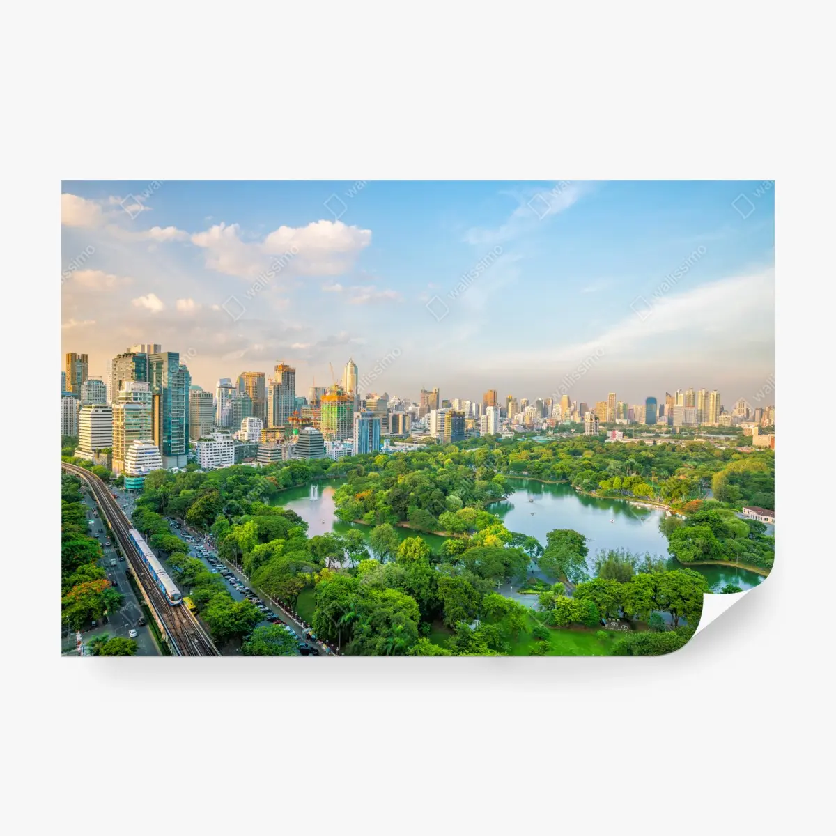 Wall mural Bangkok skyline over Lumpini Park • Wallissimo®