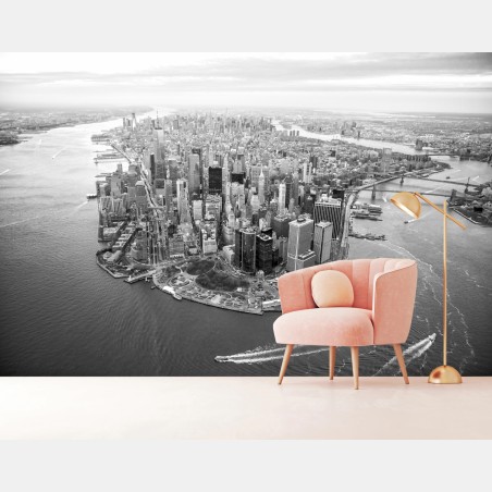 Wall mural Manhattan skyline aerial view • Wallissimo®