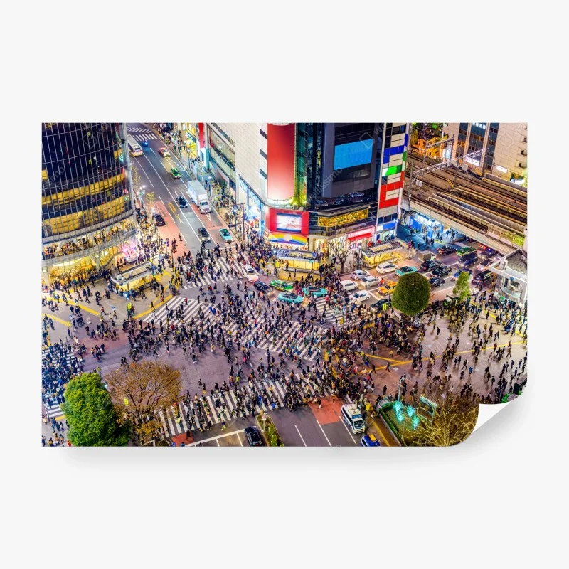 Wall mural Shibuya crossing night cityscape