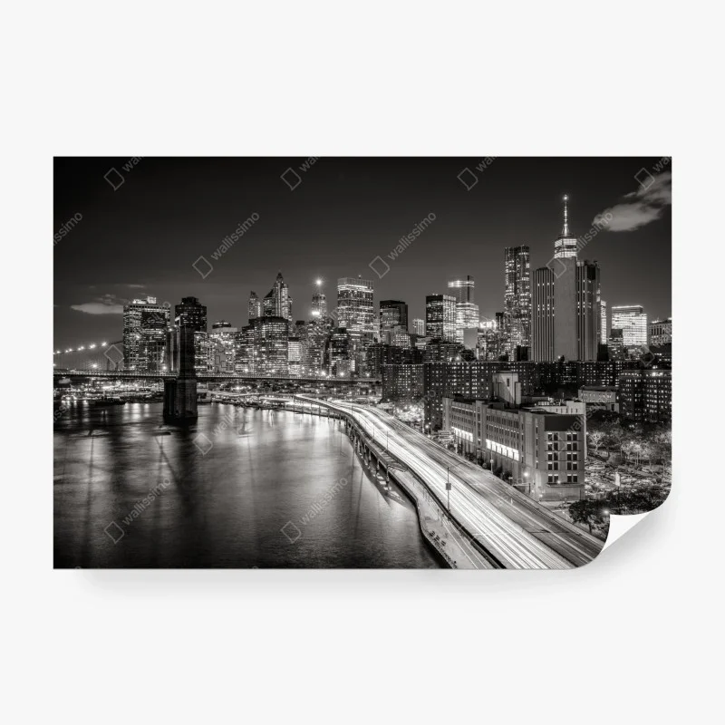 Wall mural monochrome city skyline at night