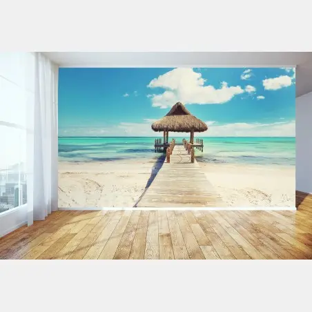 Wall mural tropical pier in Punta Cana • Wallissimo®