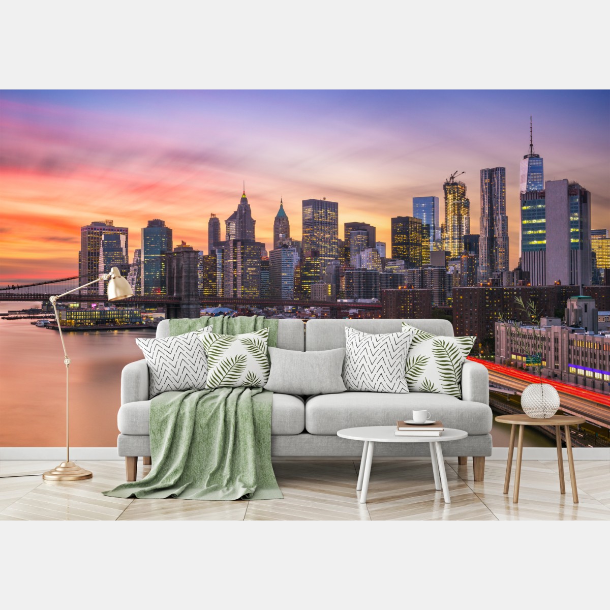 Wall mural New York skyline at sunset • Wallissimo®