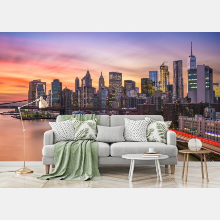 Wall mural New York skyline at sunset • Wallissimo®