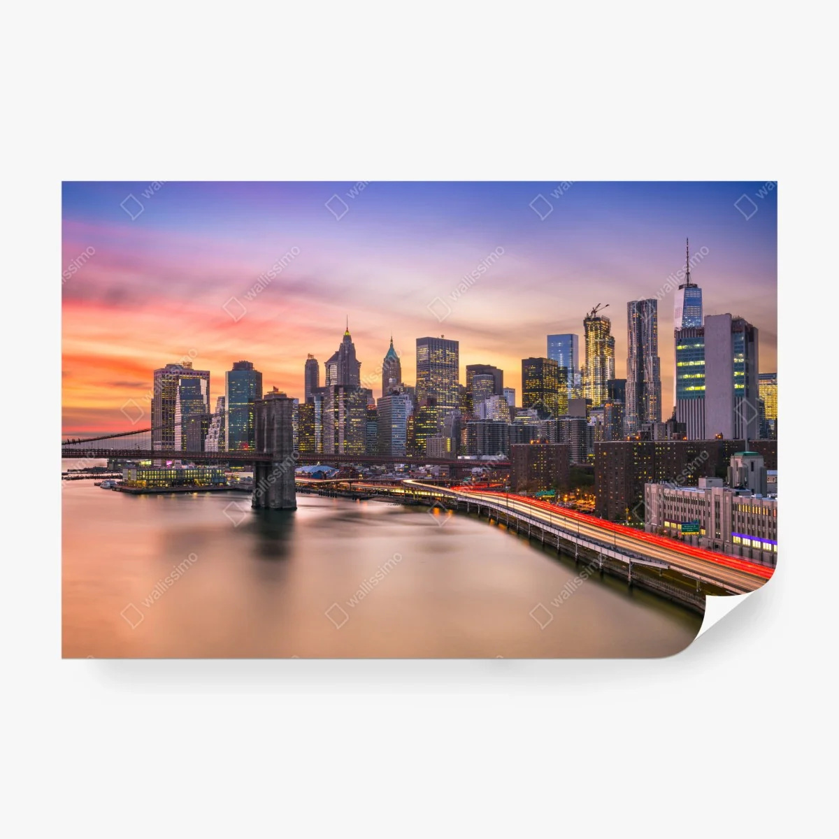Wall mural New York skyline at sunset • Wallissimo® Wall mural New York skyline at sunset • Wallissimo®
