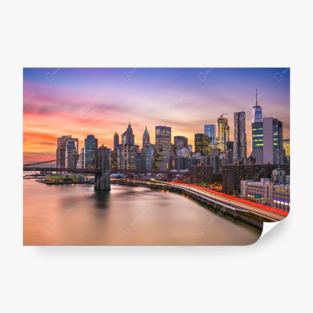 Wall mural New York skyline at sunset • Wallissimo®