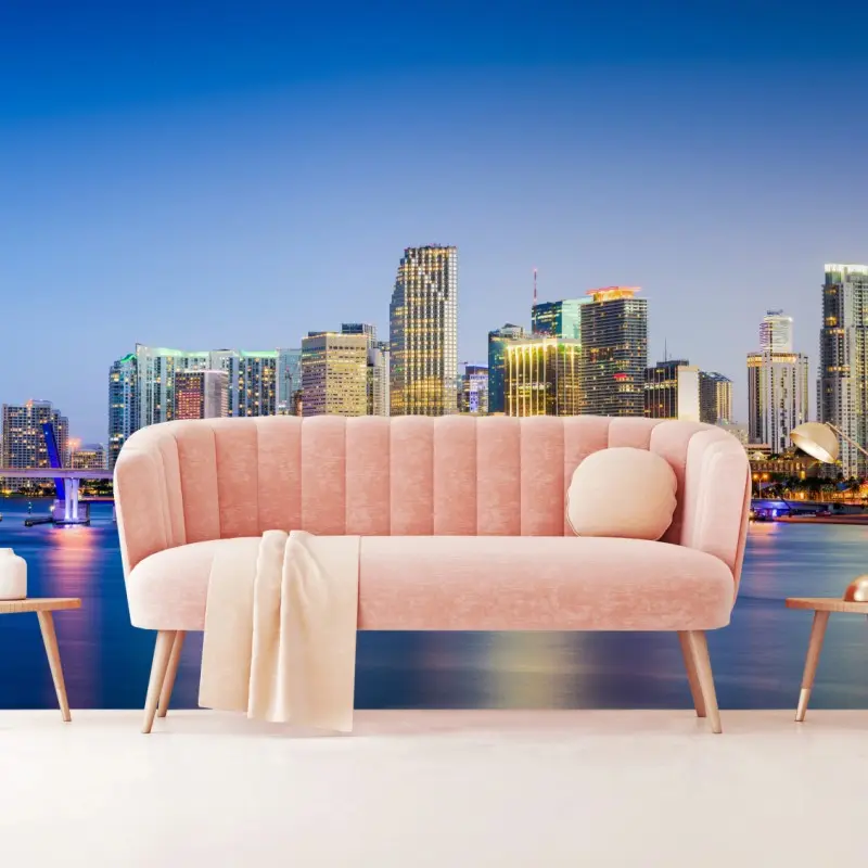 Wall mural Miami downtown skyline at dusk