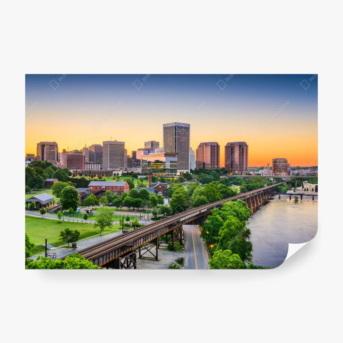 Wall mural Richmond skyline at sunset • Wallissimo® Wall mural Richmond skyline at sunset • Wallissimo®