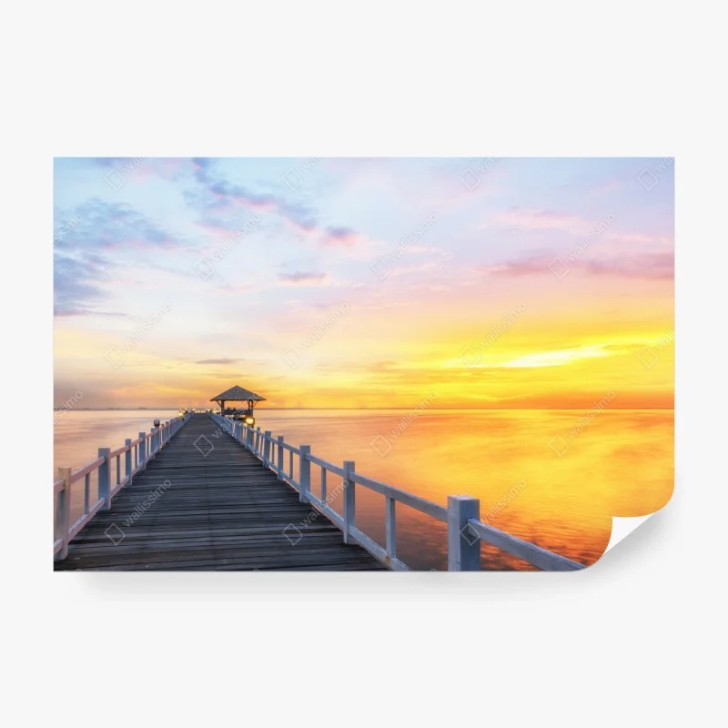 Wall mural wooden pier at sunrise
