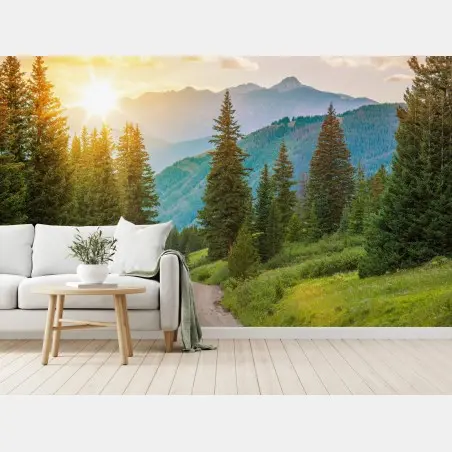 Wall mural Colorado mountain sunrise trail • Wallissimo®
