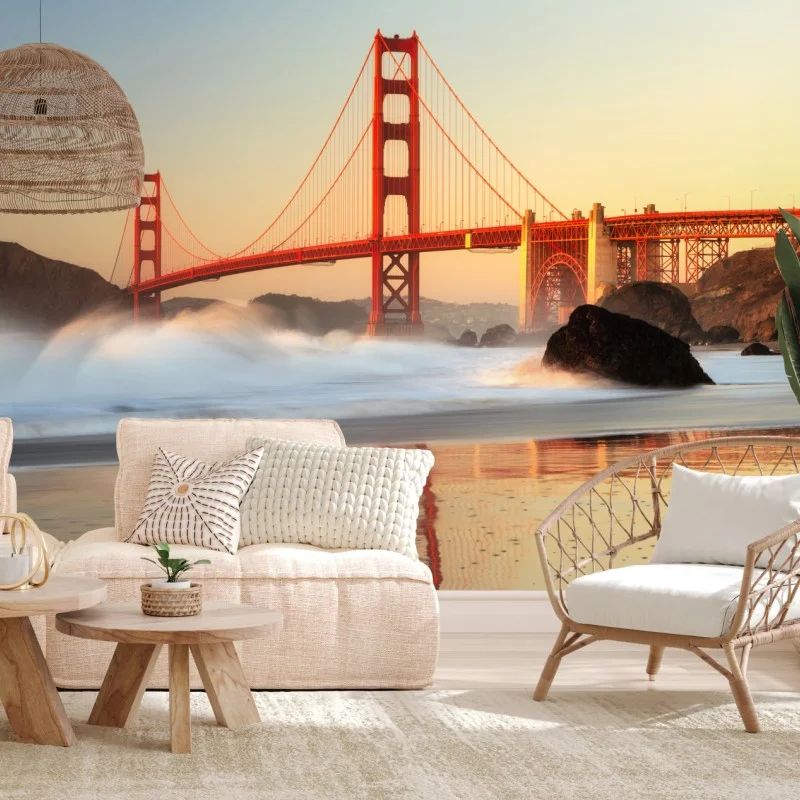 Wall mural Golden Gate bridge at sunset