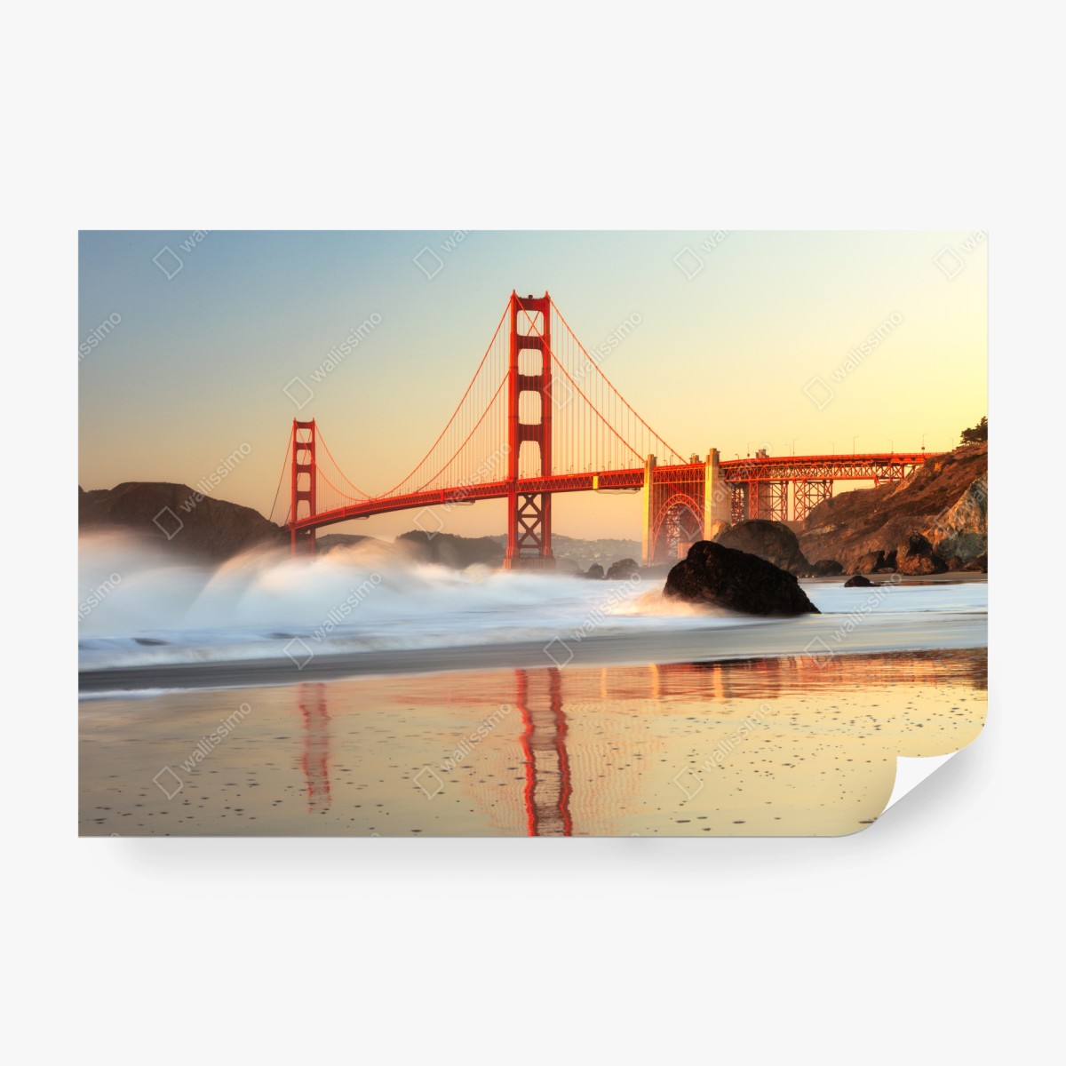 Wall mural Golden Gate bridge at sunset • Wallissimo®