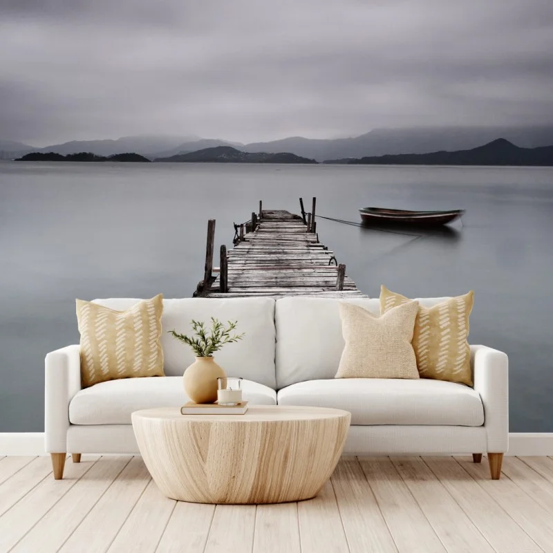 Wall mural quiet wooden pier over calm sea