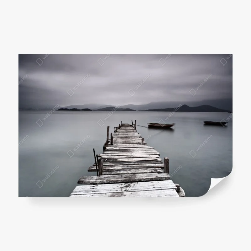 Wall mural quiet wooden pier over calm sea