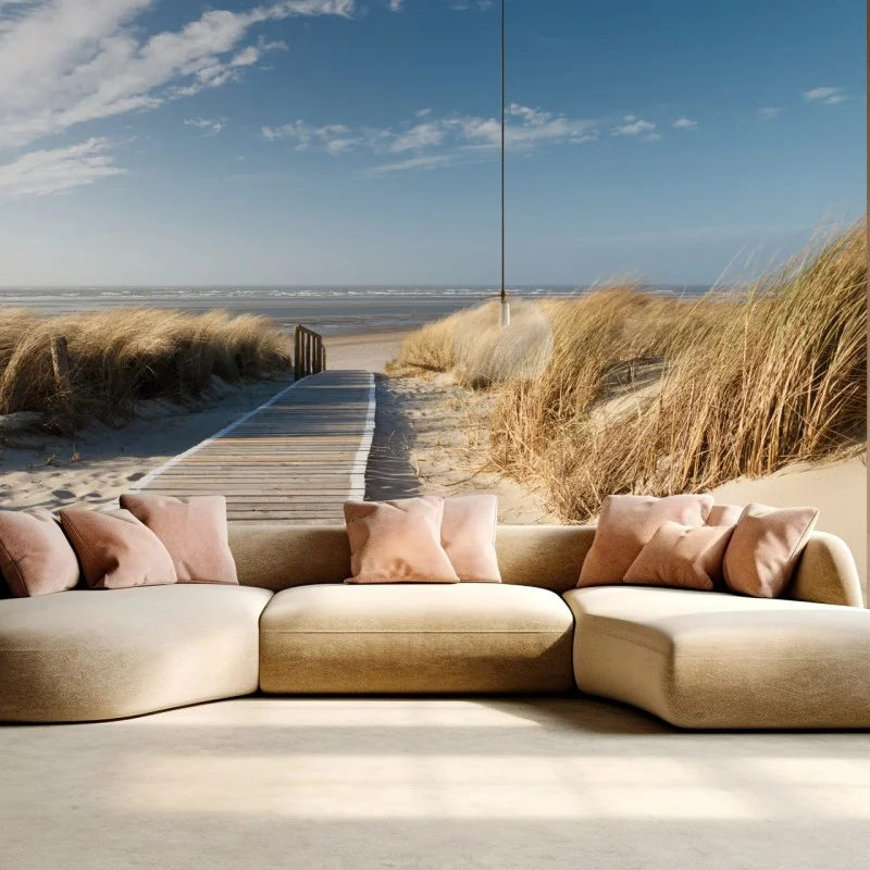 Wall mural coastal boardwalk to the sea