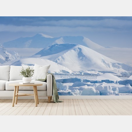 Wall mural snow-covered mountain panorama • Wallissimo®