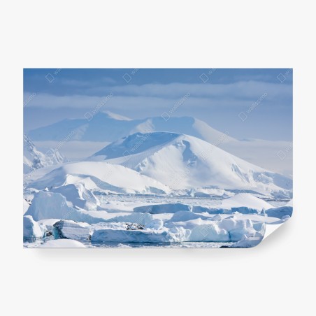 Wall mural snow-covered mountain panorama • Wallissimo®