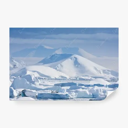 Wall mural snow-covered mountain panorama • Wallissimo®