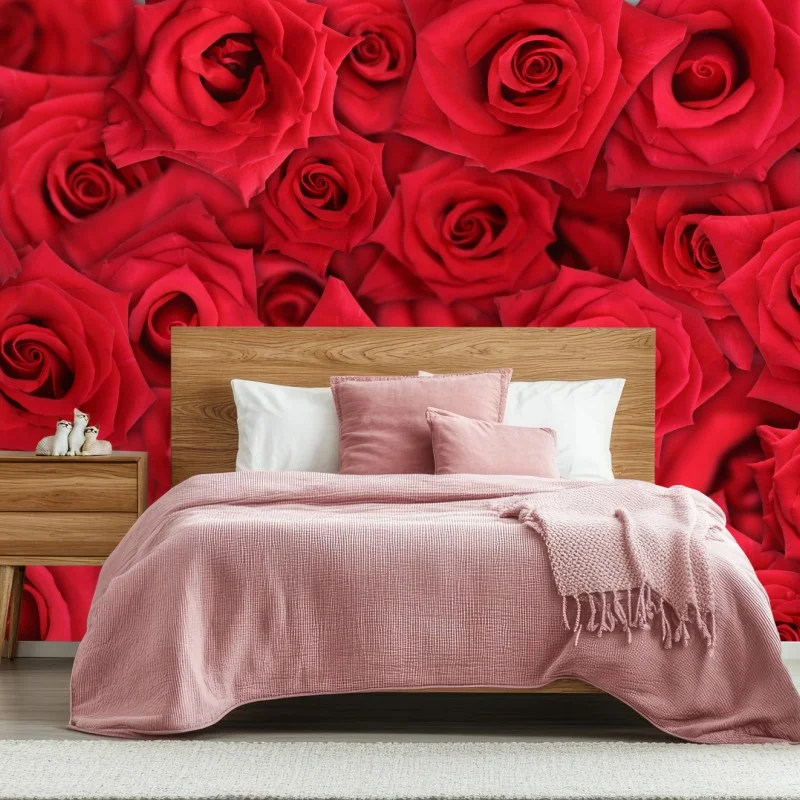 Wall mural vibrant red roses collage