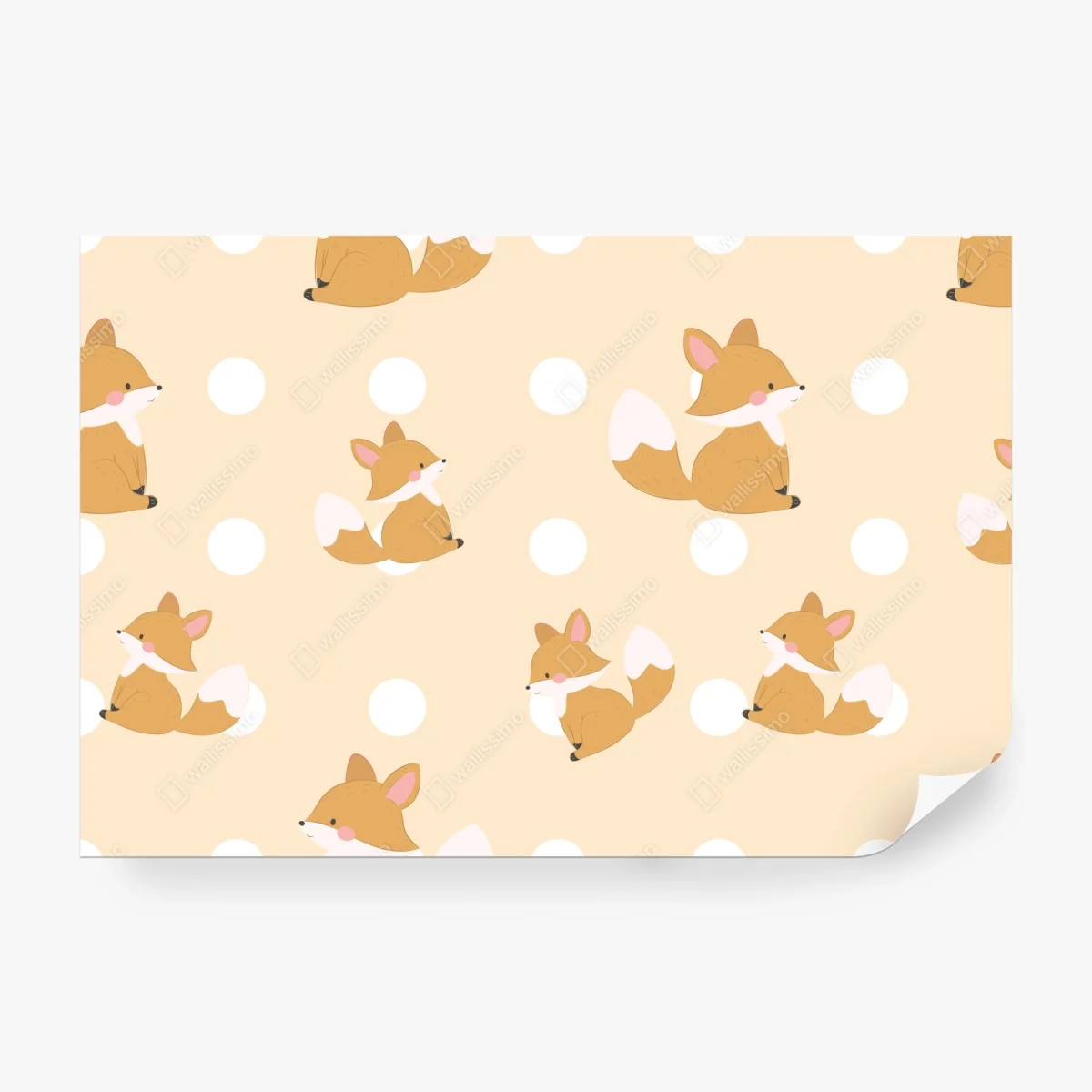 Wall mural playful fox pattern in pastel beige ⁕ Wallissimo® Wall mural playful fox pattern in pastel beige ⁕ Wallissimo®