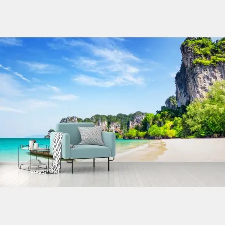 Wall mural longtail boat at Railay Beach • Wallissimo®