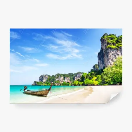 Wall mural longtail boat at Railay Beach • Wallissimo®