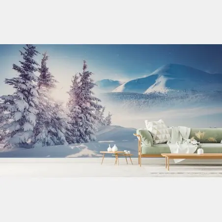Wall mural majestic Carpathian winter landscape • Wallissimo®