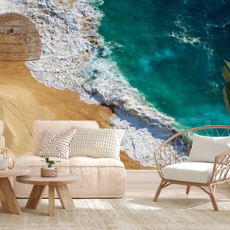 Wall mural turquoise waves at Kelingking Beach