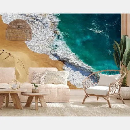Wall mural turquoise waves at Kelingking Beach • Wallissimo®