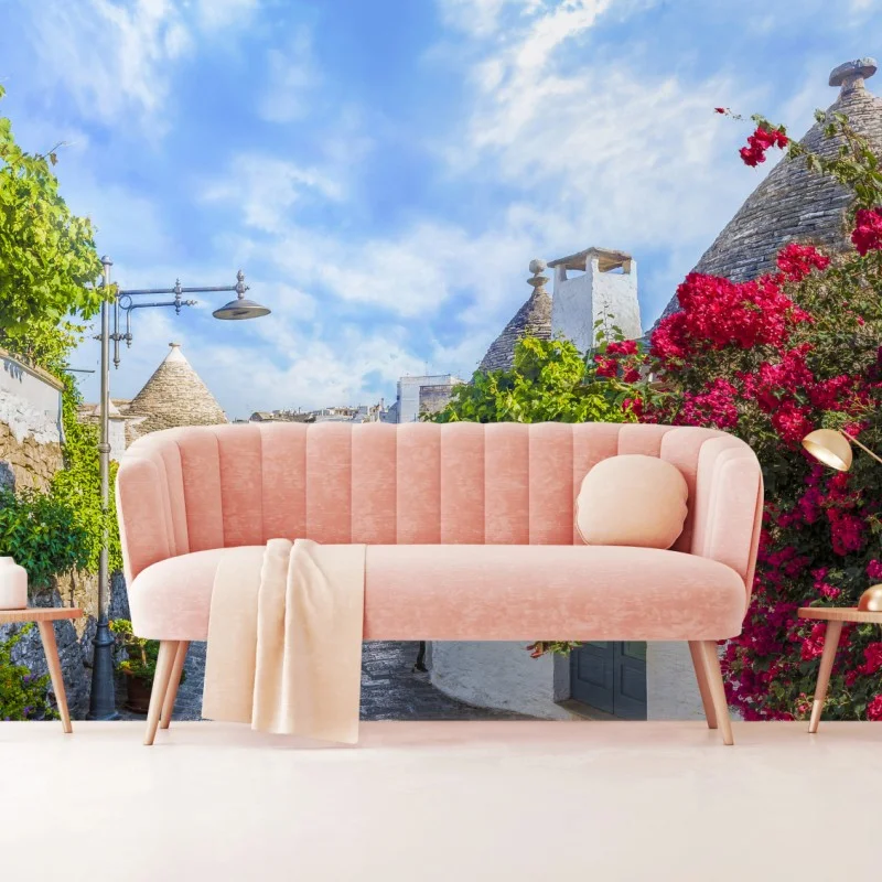 Wall mural Alberobello trulli village street