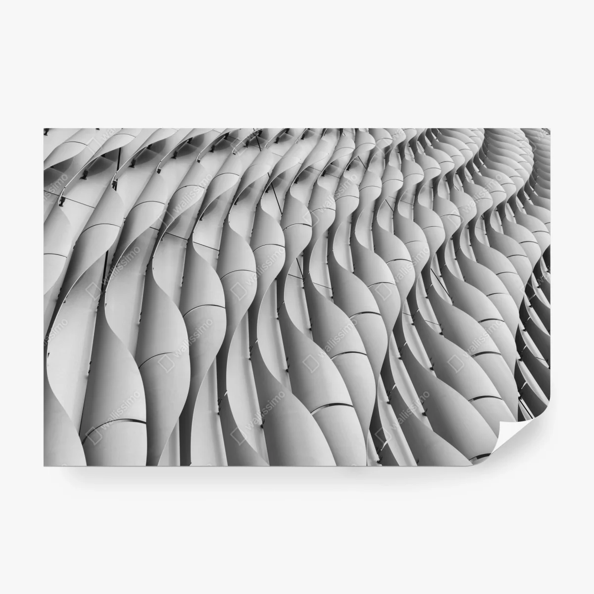 Wall mural architectural wave pattern in grayscale ⁕ Wallissimo® Wall mural architectural wave pattern in grayscale ⁕ Wallissimo®