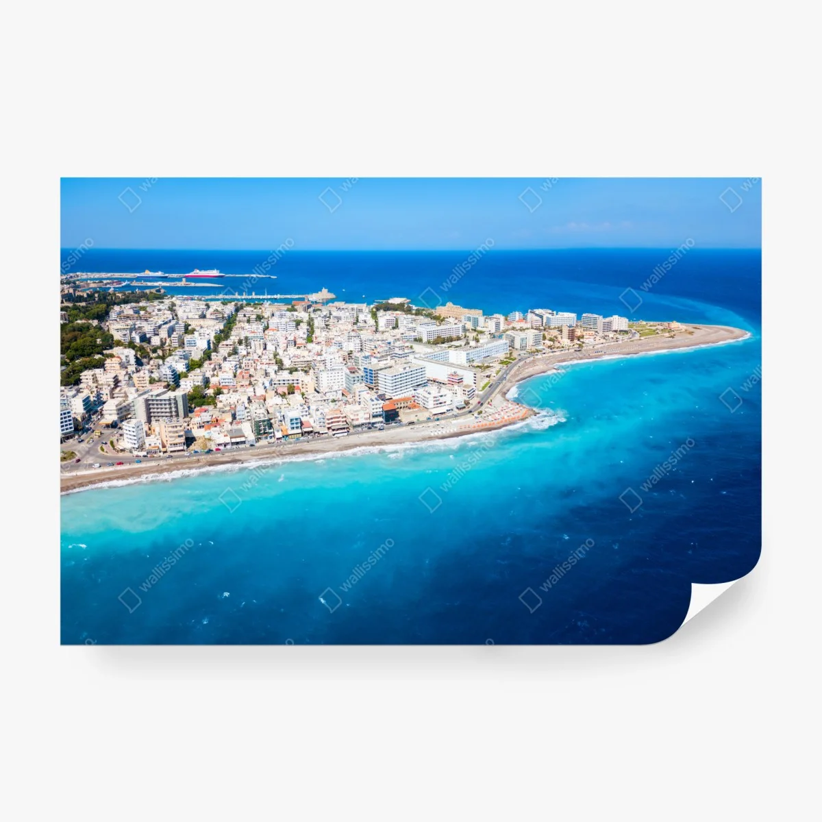 Wall mural aerial panorama of Rhodes coastline ⁕ Wallissimo®