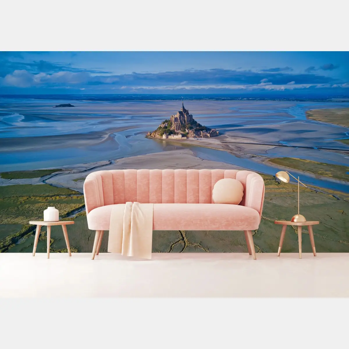 Wall mural Mont Saint-Michel aerial landscape • Wallissimo®