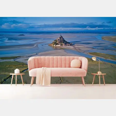Wall mural Mont Saint-Michel aerial landscape • Wallissimo®