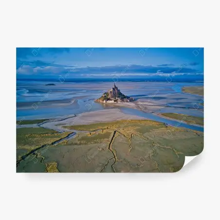 Wall mural Mont Saint-Michel aerial landscape • Wallissimo®