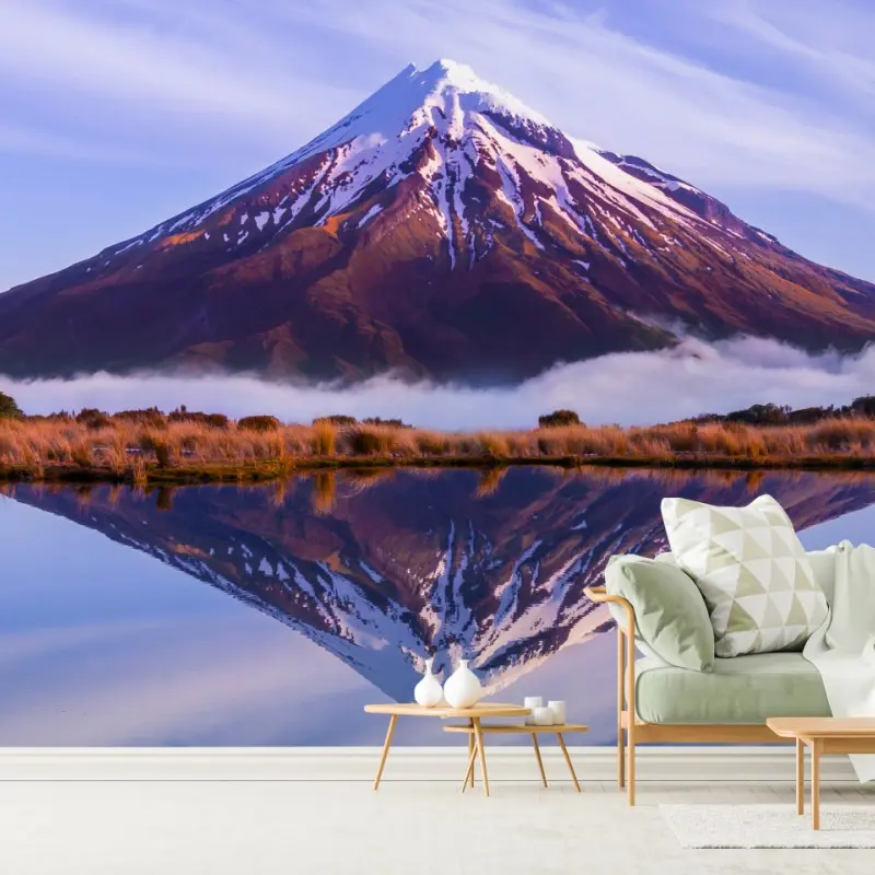 Wall mural majestic mountain reflection at sunrise