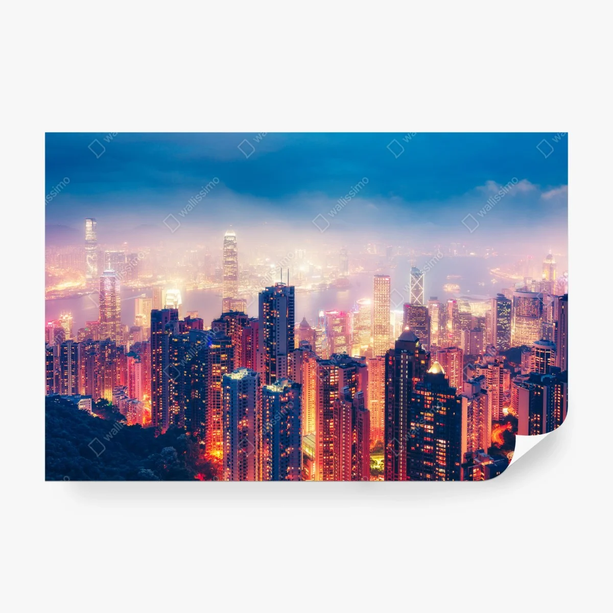 Wall mural Hong Kong night skyline from Victoria Peak ⁕ Wallissimo®