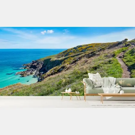 Wall mural coastal footpath toward Hor Point, St Ives • Wallissimo®