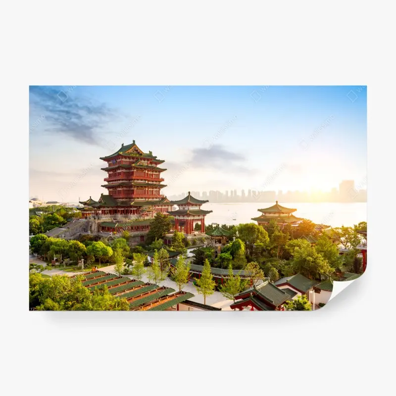 Wall mural delicate ginkgo leaf pattern • Wallissimo®