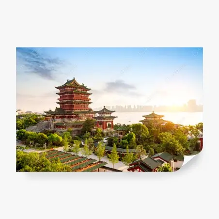 Wall mural Tengwang Pavilion at sunrise • Wallissimo®