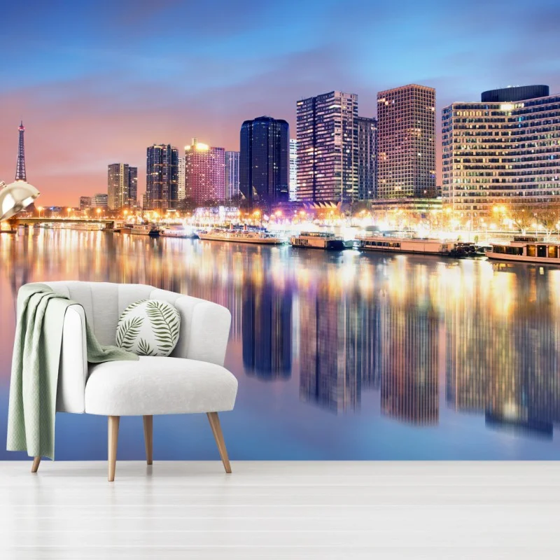 Wall mural Paris skyline at dusk