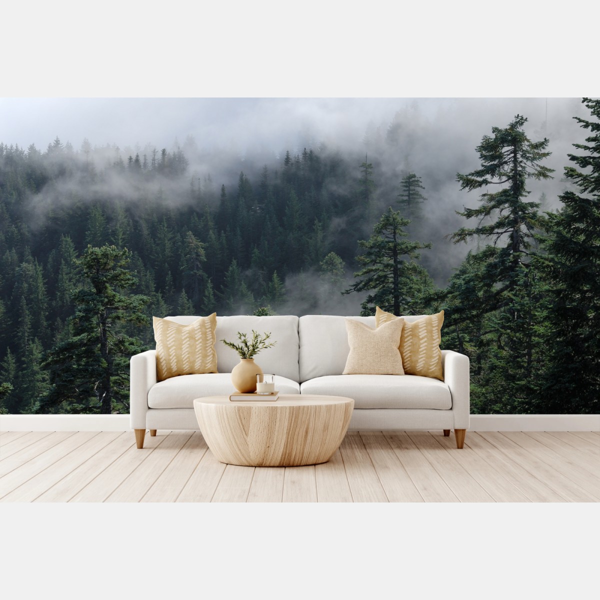 Wall mural misty forest view from Larch Mount, Oregon • Wallissimo®