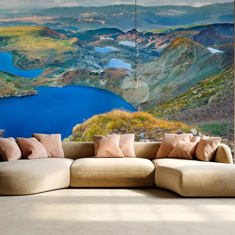 Wall mural alpine blue lakes panorama