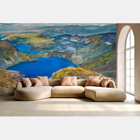 Wall mural alpine blue lakes panorama • Wallissimo®