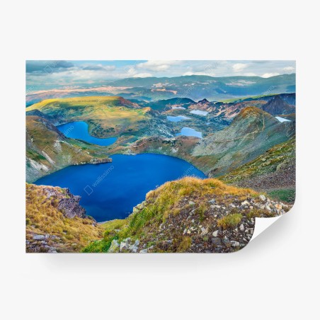 Wall mural alpine blue lakes panorama • Wallissimo®