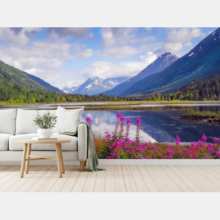 Wall mural Tern Lake reflections, Alaska mountain landscape • Wallissimo®