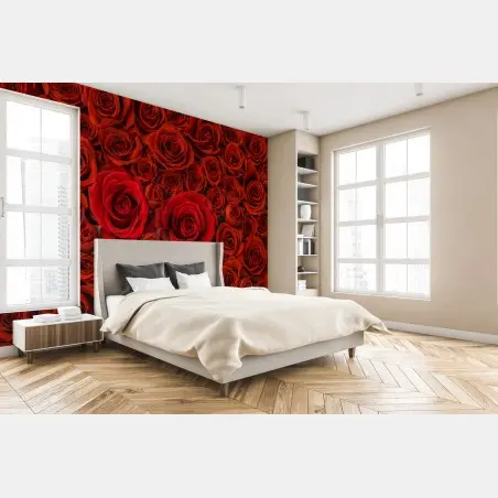 Wall mural lush red rose collage • Wallissimo®