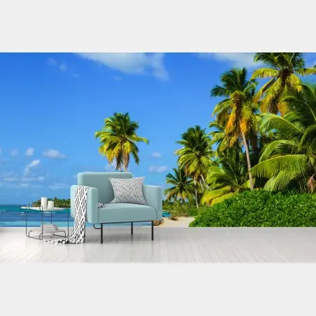 Wall mural tropical palm beach paradise • Wallissimo®