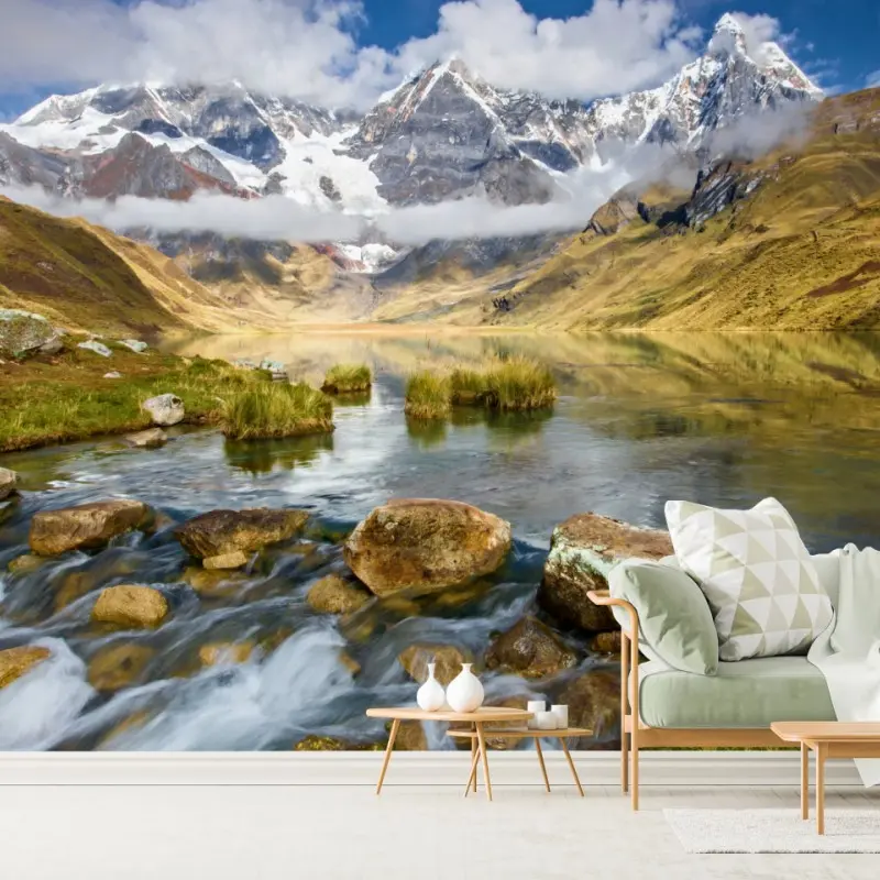 Wall mural majestic alpine mountain lake