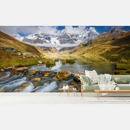 Wall mural majestic alpine mountain lake • Wallissimo®